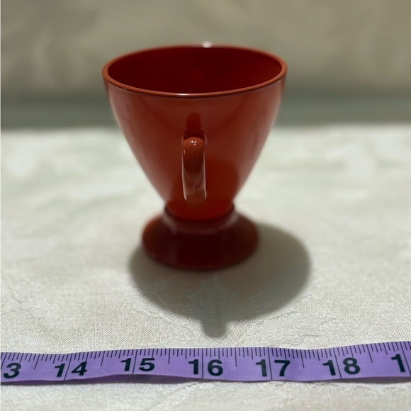 Vintage 1940’s Hazel Atlas Cup and Saucer, Sugar Dish and Creamer - Brick/Coral - Picture 5 of 16